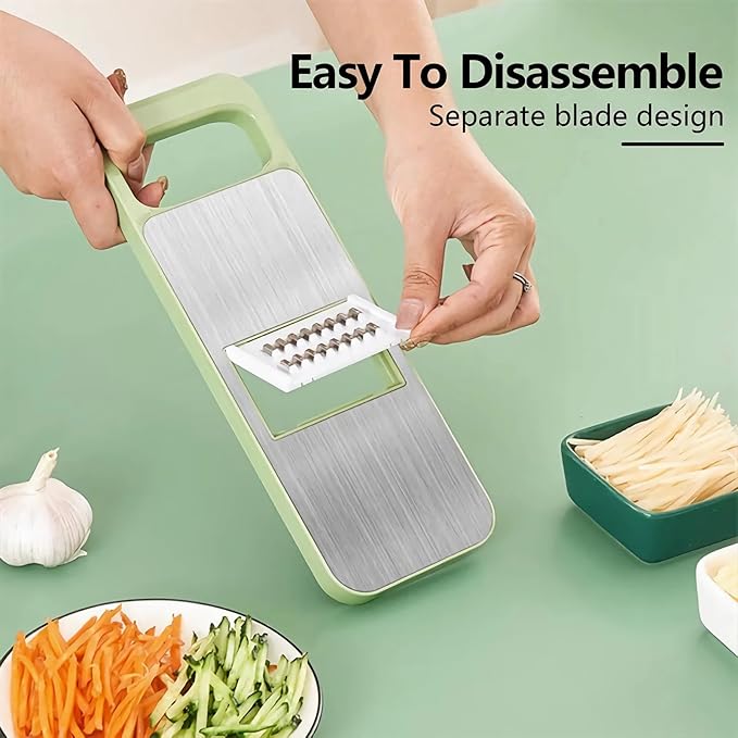 2 Pack 5 in 1 Mandoline Slicer for Kitchen, Vegetable Slicer Multi Blade Potato Chip, Veggie shredder, Vegetable Cutter, Julienne Shredder and peeler For Small Job In Kitchen