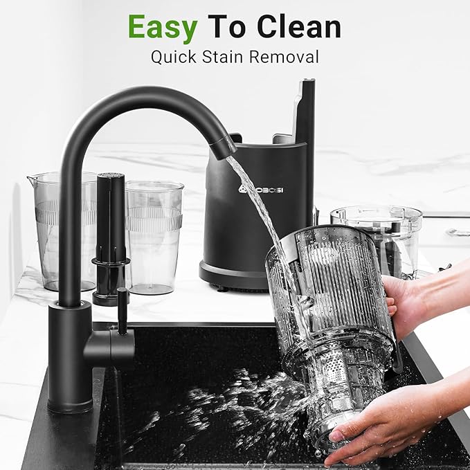 Slow Cold Press Juicer Machine: Electric Masticating Juicer Extractor Easy Clean - Whole Fruit Vegetable Juice Maker - Cold Pressed Slow Blender Juicer with Wide Large Chute Mouth
