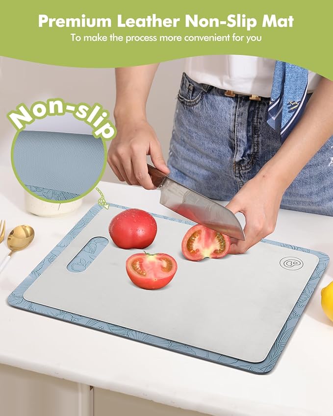 Titanium Cutting Board,Double Sided 100% Pure Titanium Cutting Boards for Kitchen,Non Toxic Cutting Board,Metal Chopping Board,Dishwasher Safe & Durable,House Warming Gifts New Home,16”L×11”W(Large)