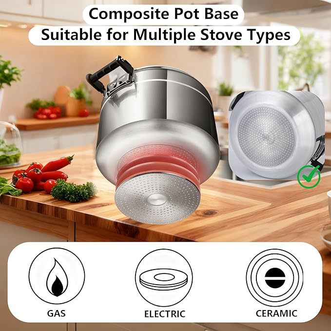 kilogorge 26 Quart Clamp On Pressure Cooker,Heavy-Duty Aluminum Pressure Cooker with Safety Bar Locking Lock, 2 ValvesrFast Cooking,for All Stovetops (Induction Compatible), for Family or Commercial