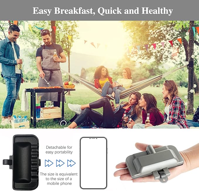 Breakfast Sandwich Maker, 4w1h sandwich maker, hot dog toaster,press bakeware nonstick frying pan pancake pan cooker with removable handle for breakfast pancakes, omelets, frittatas and toast (C-1)