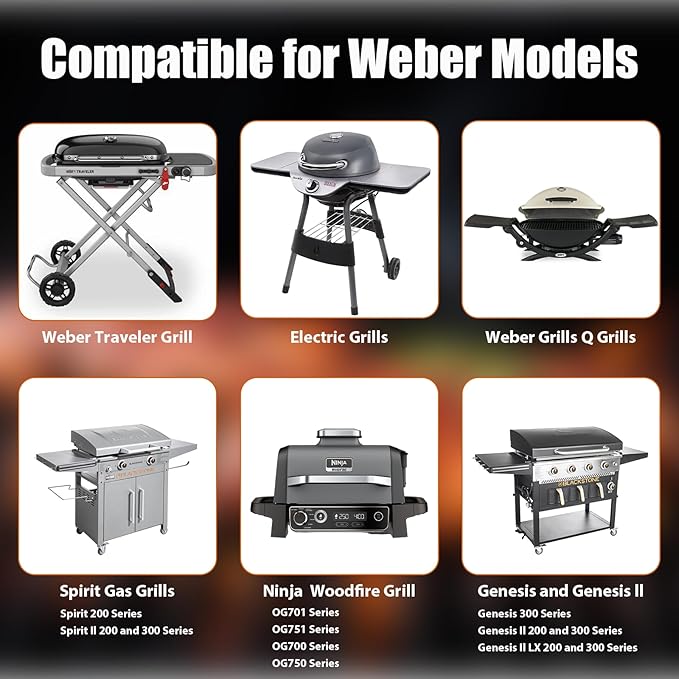 Whaleme 50 Pack Grill Drip Pans Compatible Weber 6415 - Grill Accessories for Weber Spirit, Genesis, Traveler, Q Series, Disposable Aluminum Foil Grease Tray Liners 8.5" X 6" (50 Pack)