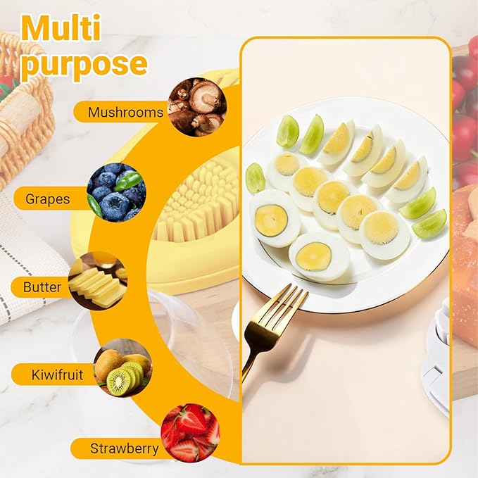 Egg Slicer and Grape Slicer for Fruit Salad, 4 Slicing Modes Slicer, Stainless Steel, Easy Tomato and Grape Slicing, for Grape, Egg, Strawberry,Cherry,Tomato,Send Goods From Local Warehouse