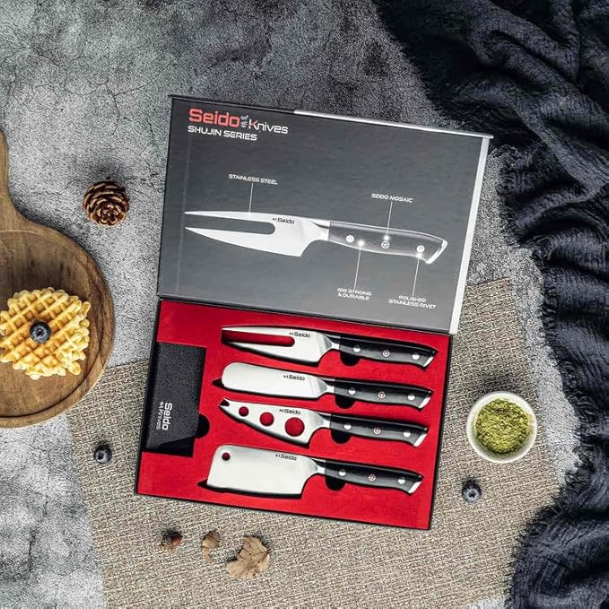 Seido Knives Shujin 4-Piece Charcuterie & Cheese Knife Set – Master Every Slice & Spread with Precision Elegance