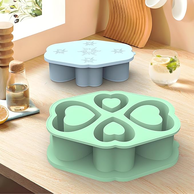 Ice Cube Trays for Stanley Cup 20 30 40 OZ Tumbler Ice Mold Heart Shape Silicone Ice Cube Tray with Lid, Stanley Ice Mold and Maker Ice Cube for Cocktails, Whisky, Juice (30-40 OZ, Yellow)