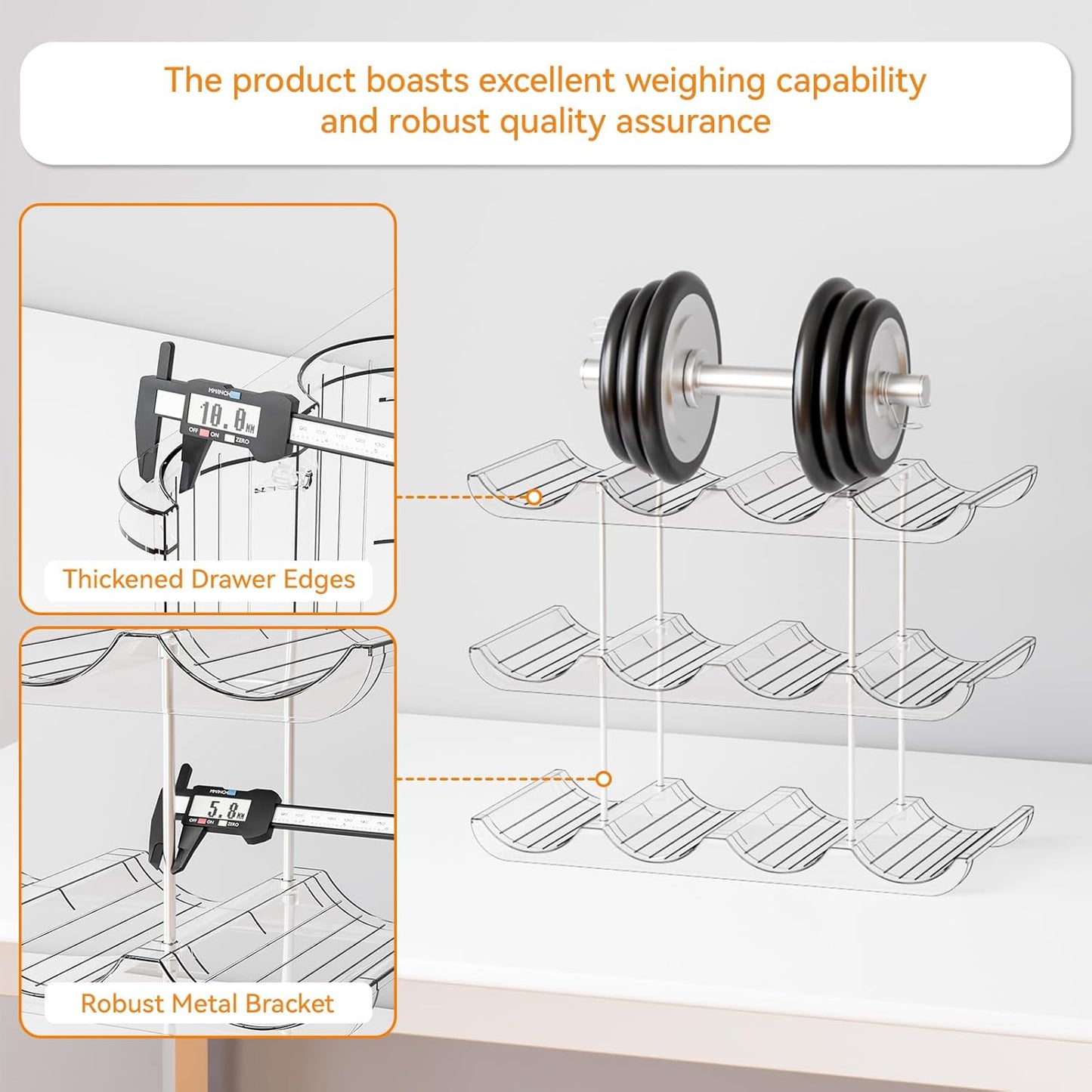 Yieach 3 Tier Stackable Water Bottle Organizer for Cabinets 40 oz Stanley Cup,Yeti and Other Tumbler Organizer,Larger Compartment Stanley Cup Holder,Waterbottle Storage and Wine Rack for Fridge