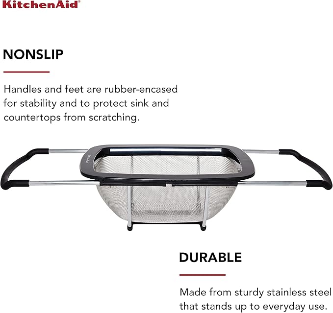 KitchenAid Expandable Stainless Steel Colander, One size, Black (Pack of 2)