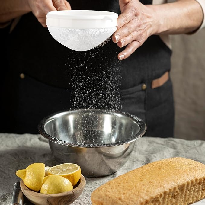 3 Pcs Plastic Mesh Strainer Set Colander with Handle - 3 Sizes Double Ear Food Mesh Strainer with Handle - Flour Sifter Colander - Kitchen Strainer for Baking, Tea, Juice, Pasta