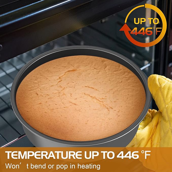 CHEFMADE Bakeware Round Cake Pan, 8-Inch with Removable Loose Bottom Quick Release Coating Chiffon Bakeware for Oven and Instant Pot Baking (Black)