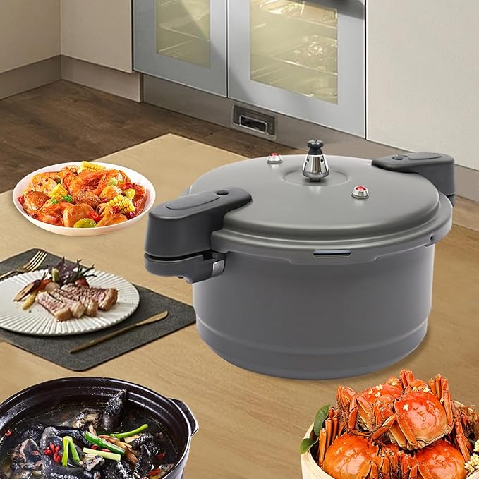 Pressure Cooker,Pressure Canner,with 9.5 Quart Hard Anodized,Pressure Cooker Top Bead Cap,Steam Rack,for Gas Stove,Electric Stove,Induction Cooker