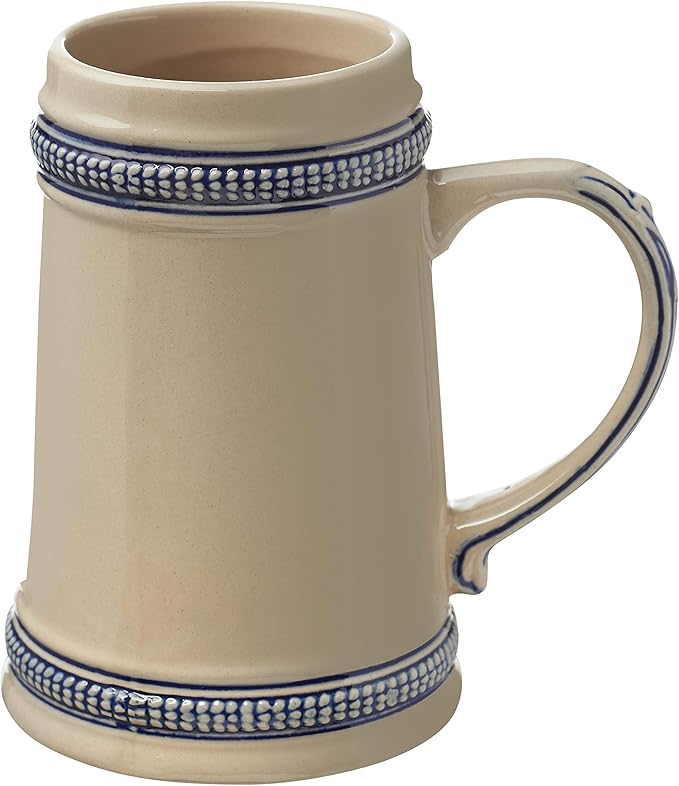 DISCOUNT PROMOS Ceramic German Beer Steins 18.5 oz. Set of 6, Bulk Pack - Restaurant Barware, Great for Oktoberfest, Wedding, Party, Birthday, Events - Blue