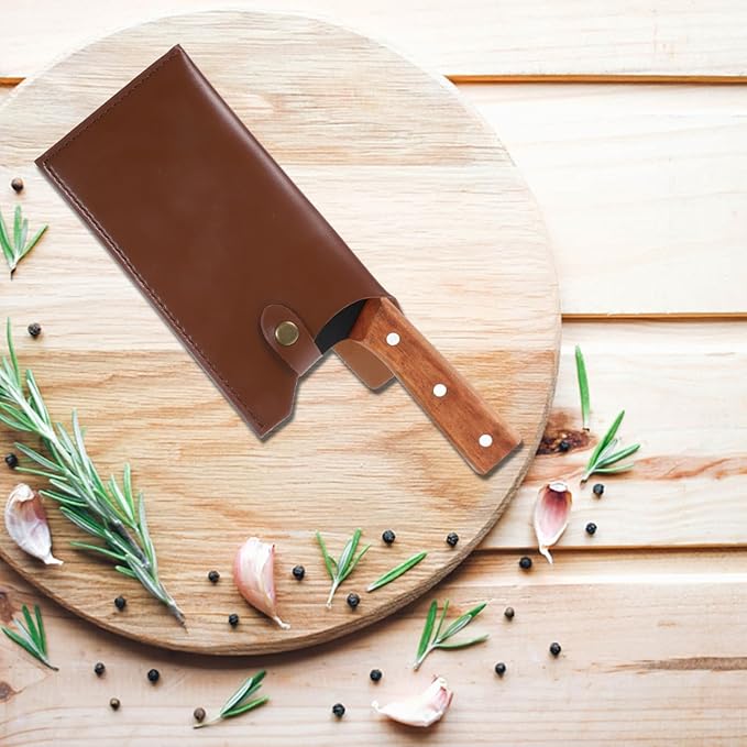 Cabilock Kitchen Knife Leather Cover Artificial Sheath Protective Case for Meat Cleavers Utility Knives Compact Carry Storage