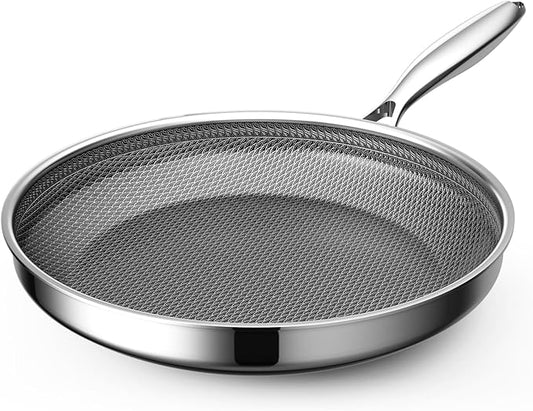 Hybrid Nonstick11 Inch Frying Pan,Non Stick Frying Pan,PFAS PFOA PTFE Free,Stay-Cool Handle, Dishwasher-Friendly, Oven-Safe Up to 600°F, Induction Ready, Compatible with All Cooktops