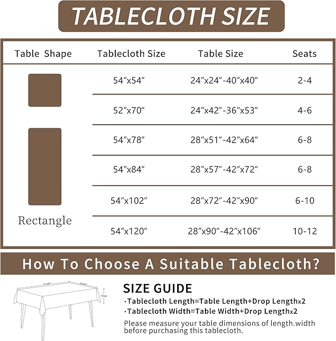 Rectangle Table Cloth,100% Waterproof Tablecloth Oil Proof Spill Proof Vinyl Table Cloth, Wipe Clean Plastic Table Cover for Dining, Camping, Indoor and Outdoor 52" x 70",Midnight Foliage