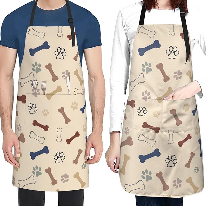 Apron with Pockets Aprons for Women Men Kitchen Chef Apron for Cooking Gardening Server Waitress Painting