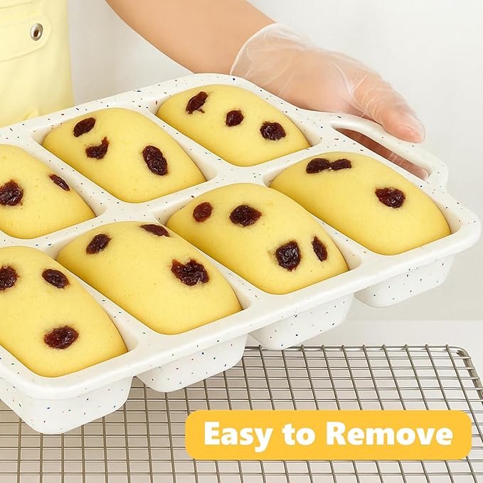 2Pack Silicone Mini Loaf Pans with Metal Frame, Nonstick 8 Cavity Mini Loaf Pans, Small Bread Pans for Baking, Tiny Meatloaf Pan with Metal Reinforced Frame for Baking Cornbread, Brownie