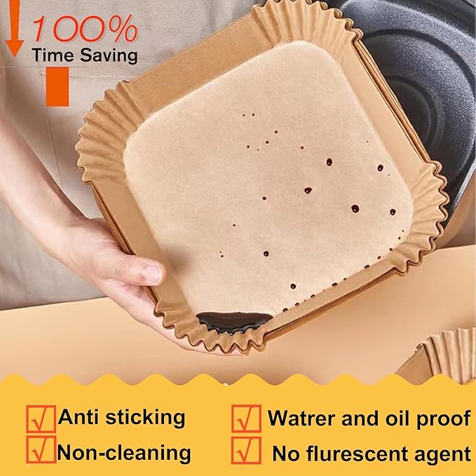 Air Fryer Liners Disposable for Instant Pot Vortex Plus 6QT XL Air Fryer, Instant Pot 6 QT Air Fryer Liners, 200Pcs Parchment Paper Liners for 6-8qt Air Fryer