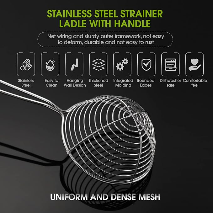 8 Pieces Hot Pot Strainer Scoops, Stainless Steel Hot Pot Strainer Spoons 2. 5 Inch Mini Mesh Skimmer Spoon Asian Ladle with Handle for Home, Black