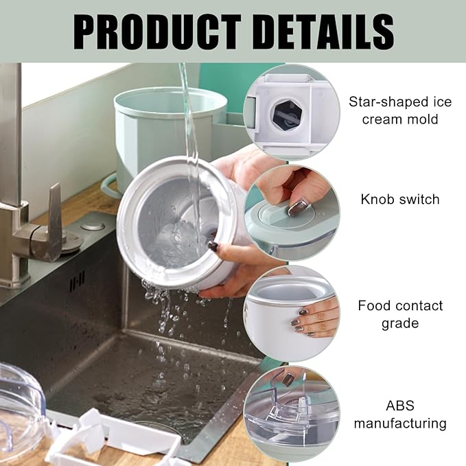Soft Ice Cream Maker, Soft Serve Ice Cream Machine Portable Icecream Machines for Home Automatic Mini-Ice Cream Maker Dispenser Countertop Yoghurt Makers for Home Cafe Office