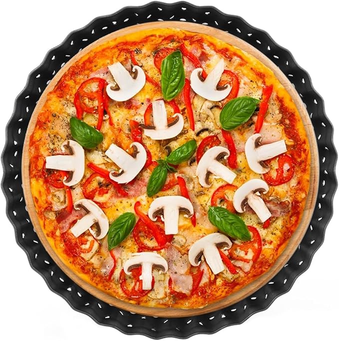 Agatige Pizza Pan with Holes for Oven, Non-stick Bakeware Pizza Tray Black Pizza Pan with Removable Bottom for Make Kinds of Pizzas or Pies (5 in)