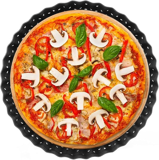 Agatige Pizza Pan with Holes for Oven, Non-stick Bakeware Pizza Tray Black Pizza Pan with Removable Bottom for Make Kinds of Pizzas or Pies (5 in)