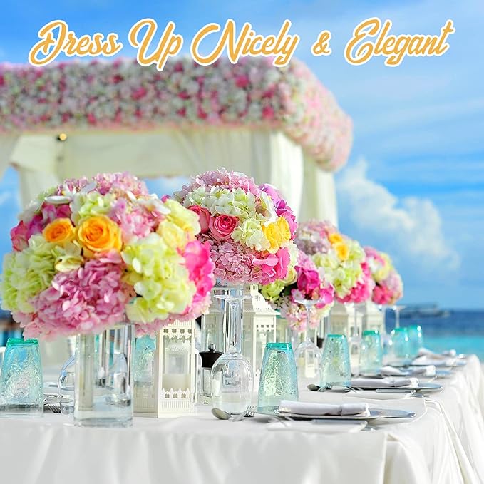 BRILLMAX 8 Pack White Tablecloths 60 x 126 Inch for 8ft Rectangle Tables - 150 GSM Polyester Fabric, 15" Standard Drop, Water, Stain & Wrinkle Resistant Cloth Cover for Wedding Banquet Dining Buffet