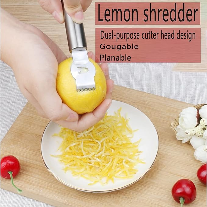 2 Pack Stainless Steel Lemon Zester Grater with Hole Citrus Orange Peeling Tool Fruit Peelers With Specially Designed Channel Knife and Hanging Loop Kitchen Fruit Peeler Tool for Kitchen & Bar