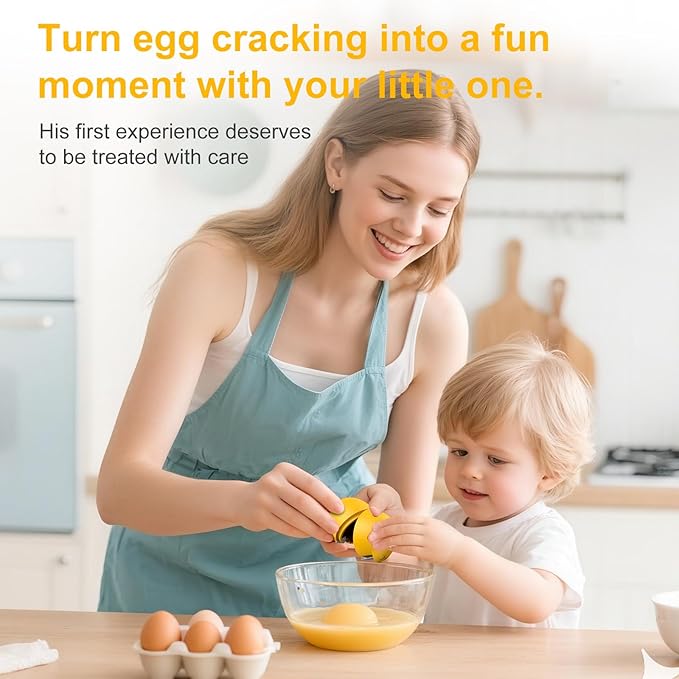 Egg Cracker, Silicone Egg Shell Opener, Cute Egg Shaped Design, Opens Eggs with Ease, A Little Happiness Boost for Your Kitchen. (Color: Yellow, 2-Pack)