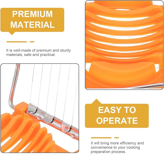 DOITOOL Creative Egg Slicer and Fruit Cutter Set, 4pcs Handheld Food Slicer for Home Kitchen, Sturdy Plastic Green and Orange Handles, Convenient DIY Cooking Tool for Egg and Fruit