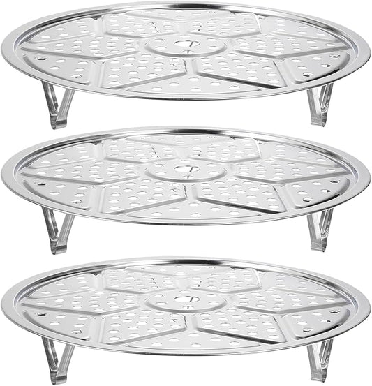 uxcell 2pcs Stainless Steel Steamer Rack with Stand, 11 Inches Pot Steaming Tray for Steamer Cookware Instant Pressure Cooker, Silver Tone