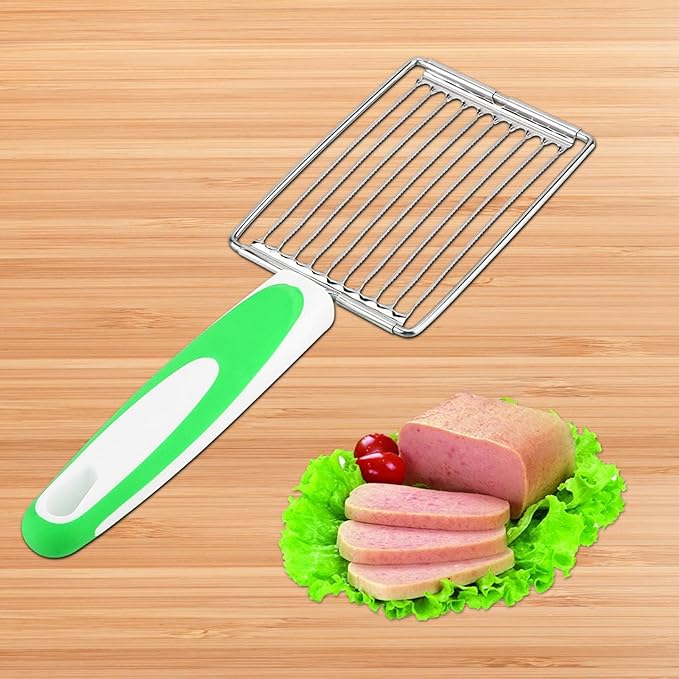 Luncheon Meat Slicers,10 Slices, Egg Cutter Slicers for Boiled Egg Fruit Soft Cheese Slicer Cutter(Green)