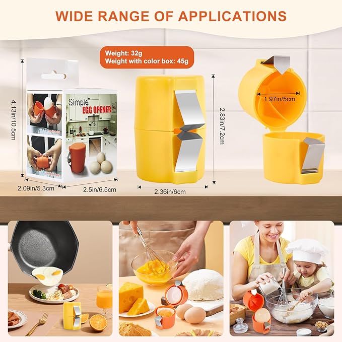 Egg Opener, Stainless Steel & Plastic, Orange, Ideal for Raw & Boiled Eggs, Kitchen Gadget
