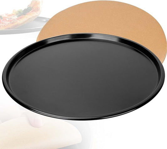 GYPNS 13 Inch Nonstick Pizza Pan Fit for Breville Smart Oven BOV800XL, BOV845BSS Countertop Oven Accessories Round Pizza Tray Replacement, with 50 Pcs Parchment Paper Sheets（Heavy Carbon Steel）