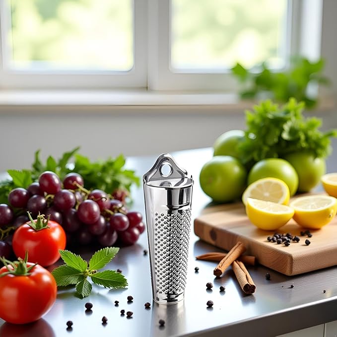 1PC Silver Multifunctional Kitchen Stainless Steel Ginger Garlic Nutmeg Grater Nut Walnut Lemon Hand Planer Tool Lemon ZesterDurable and Professional Kitchen Tool Garlic Tools