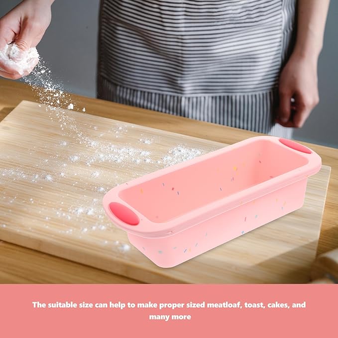 SEWCHICS Silicone Bread Baking Mold and Toast Loaf Pan Non-Stick Pink Rectangular Cake Bake Mold for Home Baking