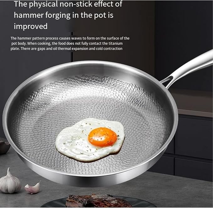 2026 new Titanium Hammered Pan Pro with Lid, titanium pans for cooking -Durable Scratch-Resistant Non Stick Titanium Nutri Pan for Cooking (9in)