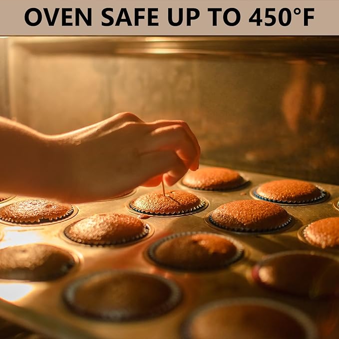 ATZNZIK 4 Pack Mini Muffin Pan with 1000 Mini Cupcake Liners, Cupcake Pans Muffin Tin Nonstick 24 Cup, Carbon Steel Baking Pans Supplies