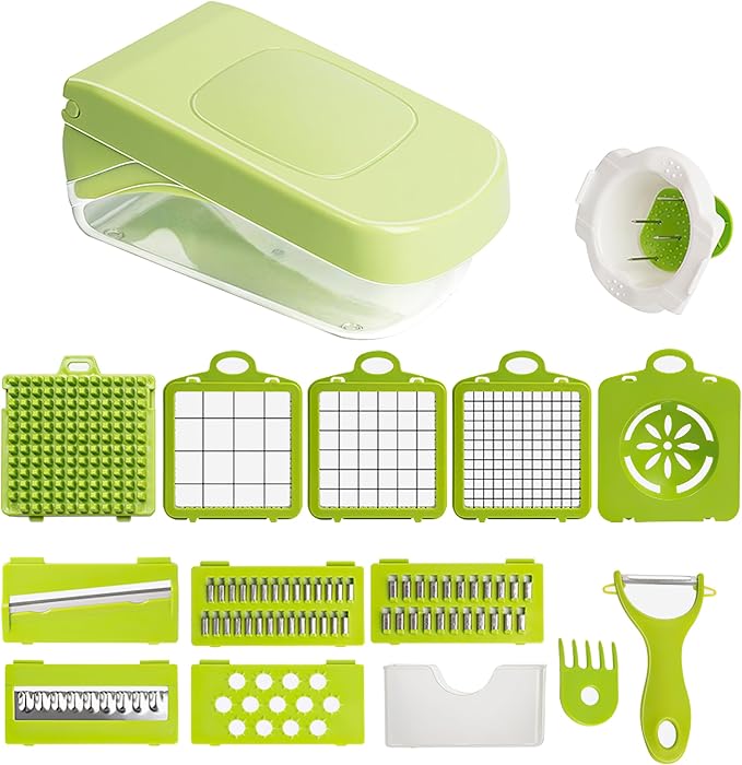 Vegetable Chopper,Onion Chopper, 17 in 1 Professional Mandoline Slicer for Kitchen,Multifunctional Food Chopper,Cheese Grater,Veggie Chopper with Container - Kitchen Gadgets - Home Essentials