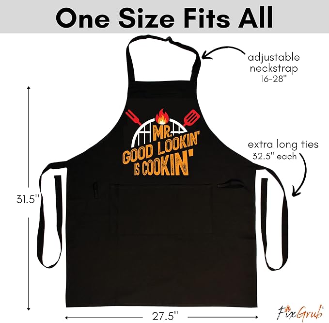 Mr Good Lookin Cooking Apron, Kitchen Apron for Men, Ideal Christmas or Father's Day Gift, Gift Set or Apron Only