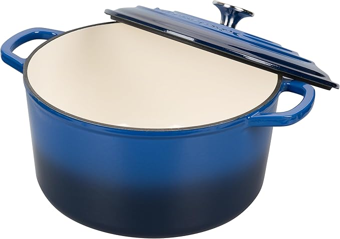 VORRINGARD Enameled Cast Iron Dutch Oven Pot with Lid, for Sourdough Bread Baking, Round Dutch Ovens, 6 Quart, Blue