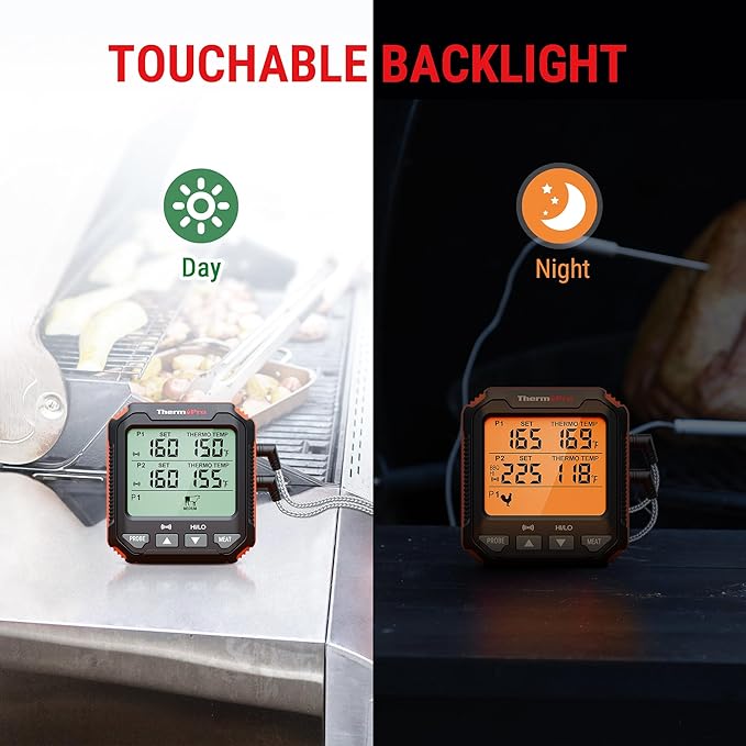 ThermoPro TP717 Digital Meat Thermometer for Grilling, Backlit Grill Thermometer Meat Thermometer Oven Safe with 2 Meat Probes, Food Thermometer for Cooking with Temp Alert for Smoker, BBQ, Oven