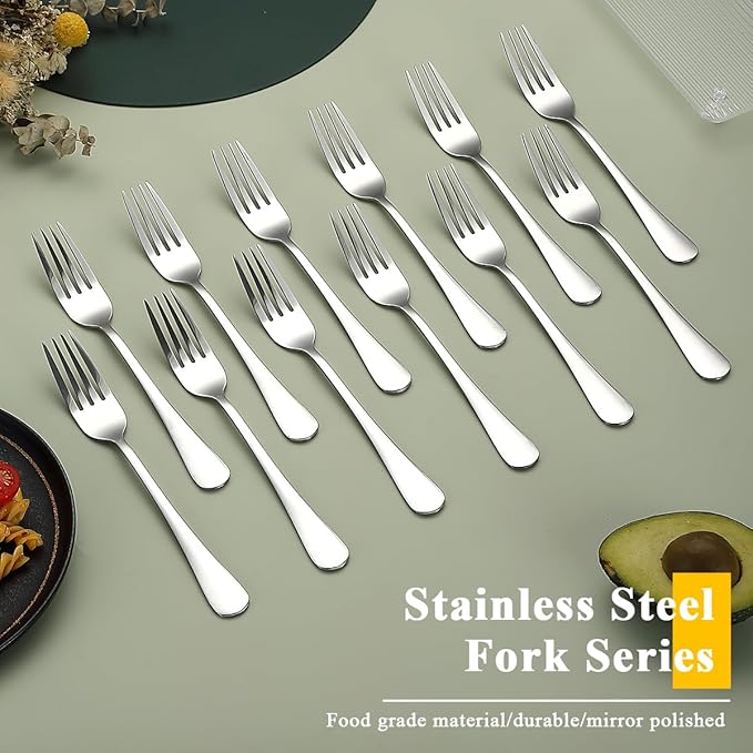 Evanda Dinner Fork 24 Pieces, Stainless Steel 8.07inch Forks, Cake Forks, Table Forks,Dessert Forks, Easy To Clean, Dishwasher Safe