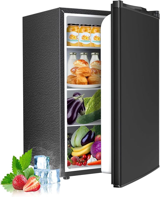 Compact Refrigerator 4.4 Cu.ft Mini Fridge, Single Door Refrigerator with Adjustable Temperature Settings, Low noise, for Bedroom, Office, Dorm Black