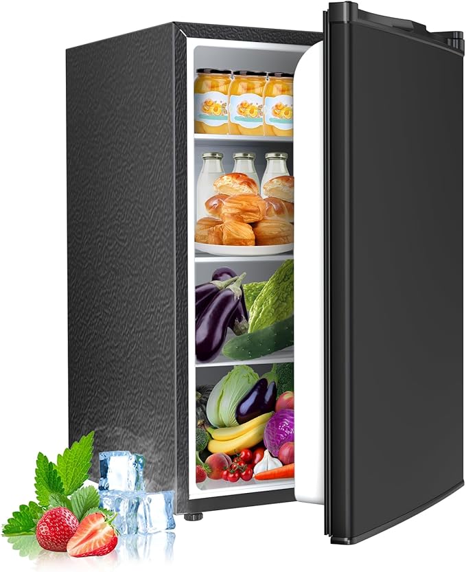 Compact Refrigerator 4.4 Cu.ft Mini Fridge, Single Door Refrigerator with Adjustable Temperature Settings, Low noise, for Bedroom, Office, Dorm Black