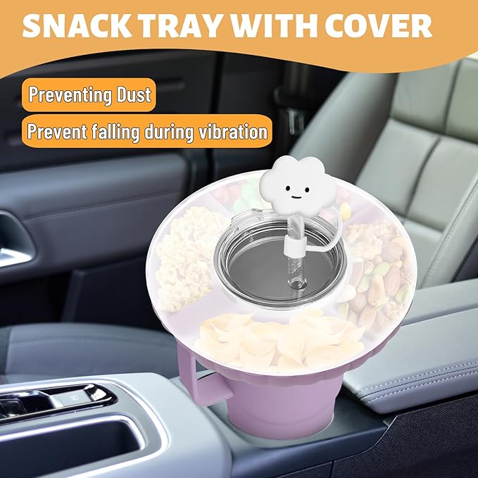 Stanley Snack Tray, Food Grade Silicone Snack Bowl for Stanley Cup 40 oz Accessories with Straws Cover, Snack Bowl (40 oz)