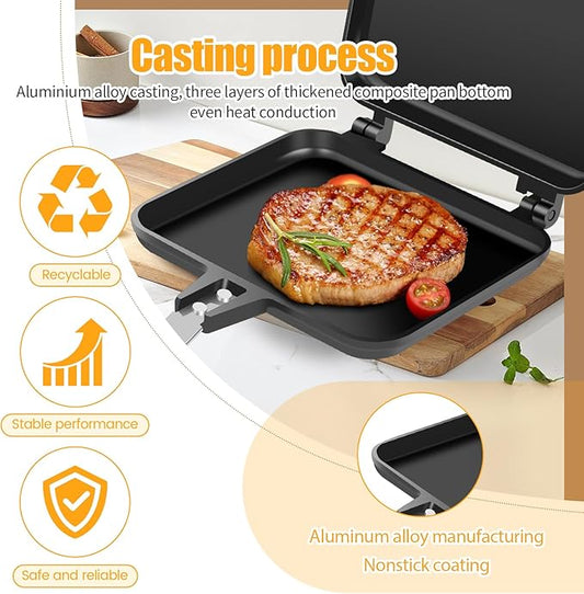 Stovetop Toasted Sandwich Maker, Aluminum Sandwich Maker Press Camping for Gas Stove, Stovetop Sandwich Maker & Panini Press for Home Kitchen Breakfast Camping