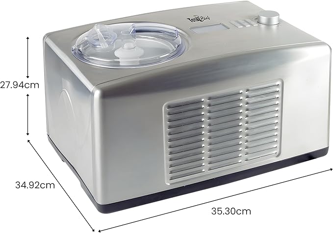 Total Chef Automatic Ice Cream Maker - Built-In Compressor 2 in 1 Frozen Yogurt, Gelato & Sorbet Maker, Nieve Treats, No Salt or Prefreezing, 1.6 Qt Stainless Steel, Helado de crema