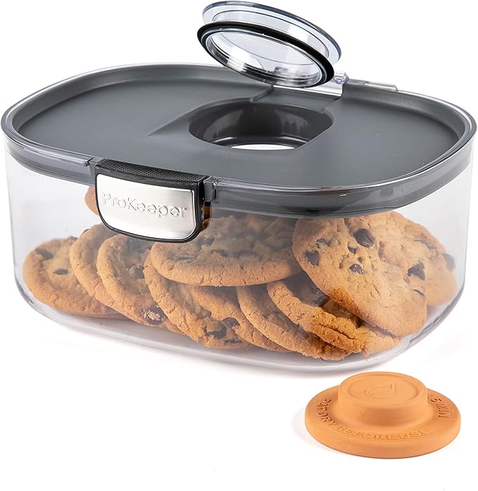 Progressive ProKeeper International Airtight Food Storage Container with Terracotta Disk for Freshness, Stackable & Dishwasher Safe, Ideal for Cookies, Baked Goods, & More 3 Quart, 3-Piece