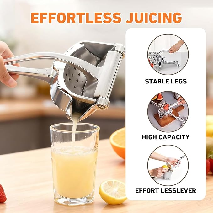 Fruit Juice Squeezer, 2026 New Upgraded Hand Juicer Squeezer Lemon Juicer Manual Hand Press with Ergonomic Grip, Easy to Use and Clean for Orange Citrus Pomegranate Lime Grapefruit(1PC)