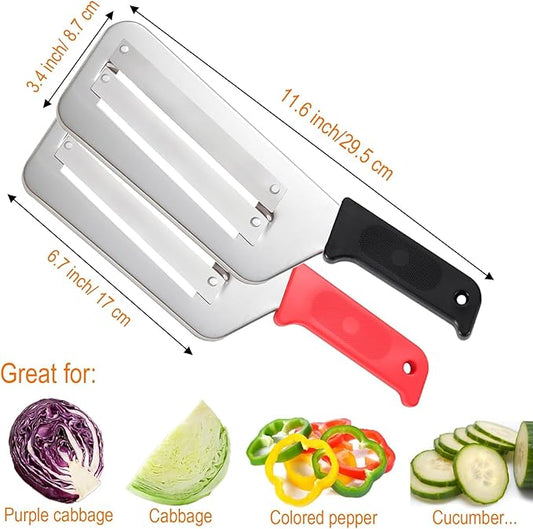 2026 New Cabbage Shredder for Coleslaw, Stainless Steel Shredder Knife, Stainless Steel Dual Blade Julienne Cutter, Kitchen Multifunctional Vegetable Cutter Slicer (2PCS)